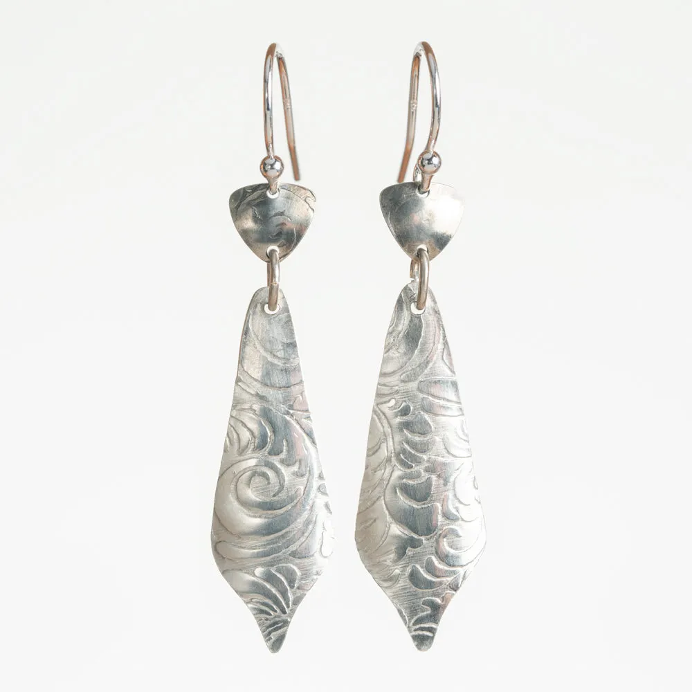 Textured Silver Chandelier Earrings