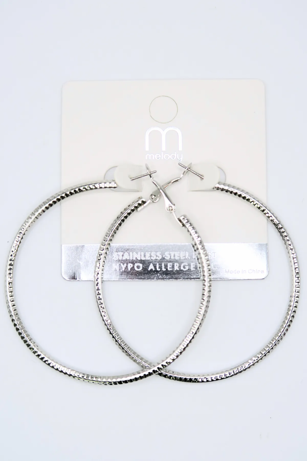 TEXTURED SILVER HOOPS