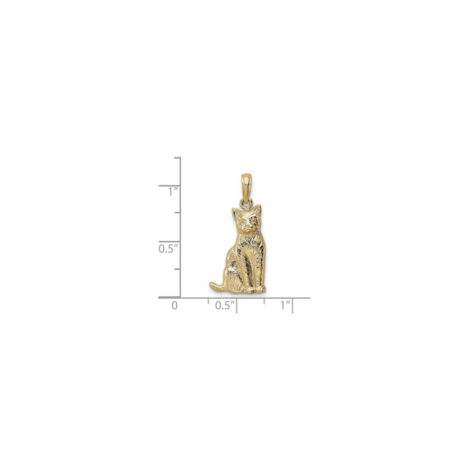 Textured Sitting Cat Pendant (14K)
