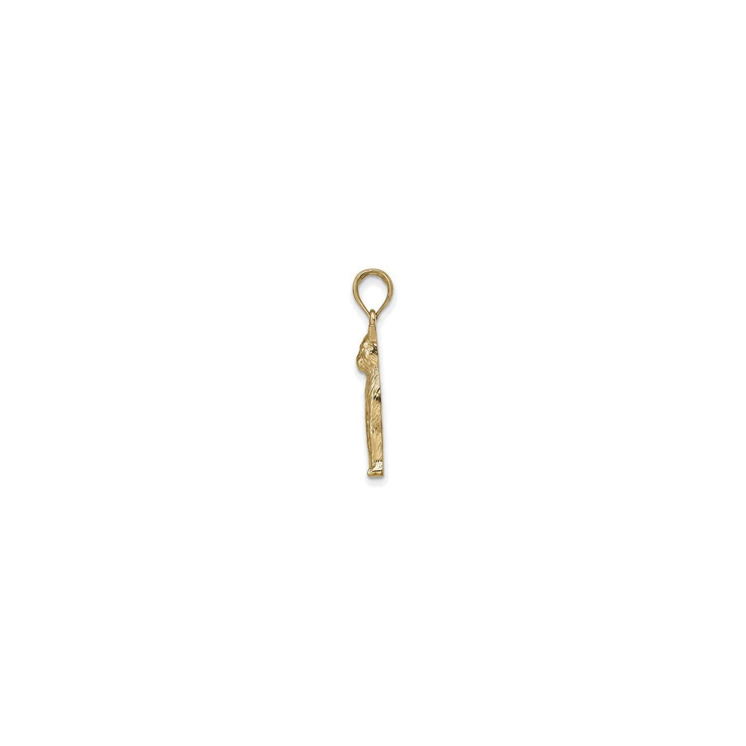 Textured Sitting Cat Pendant (14K)