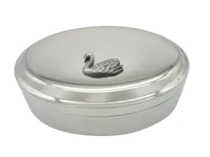 Textured Swan Bird Pendant Oval Trinket Jewelry Box