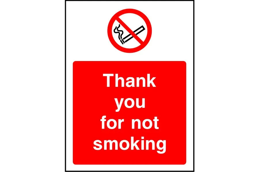 Thank you for not smoking sign