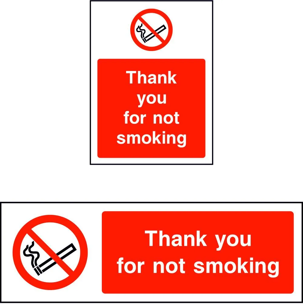 Thank you for not smoking sign