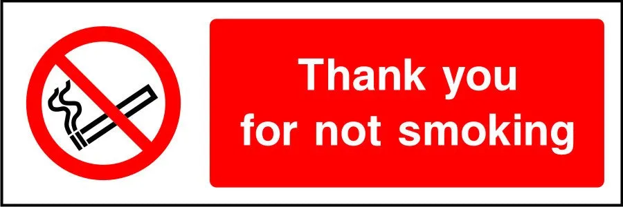 Thank you for not smoking sign