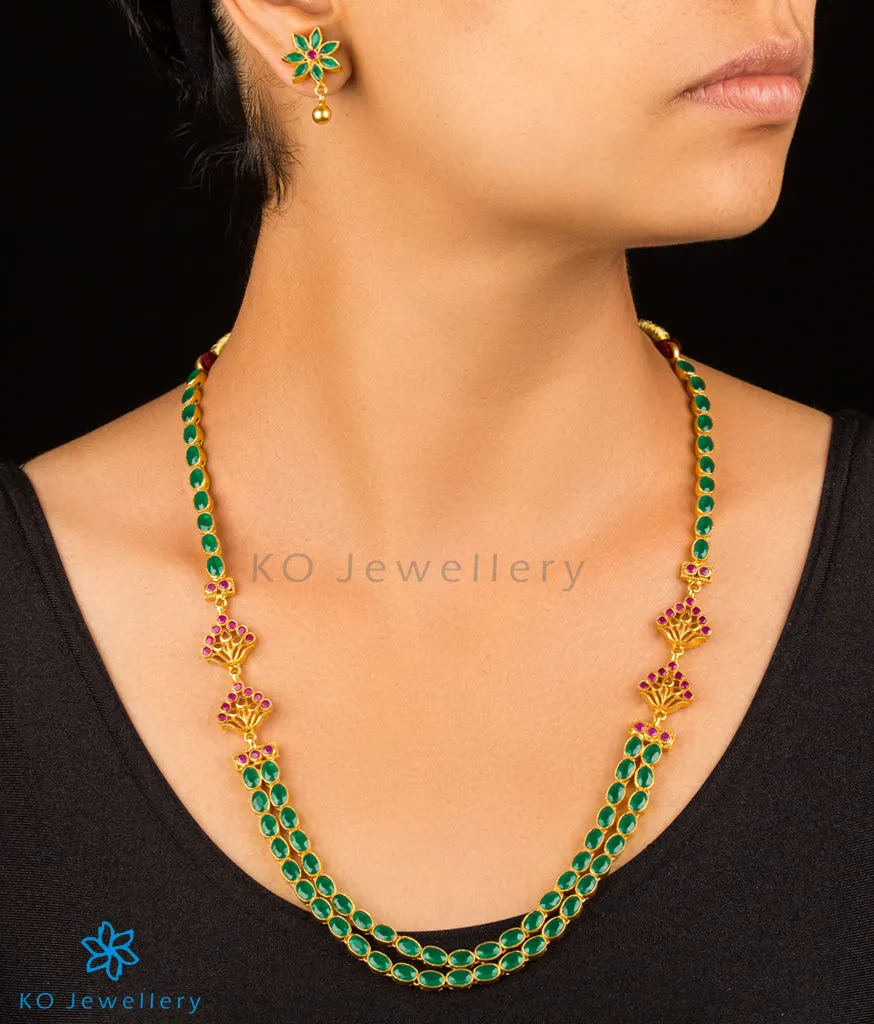 The Abhra Silver Layered Necklace (Green)