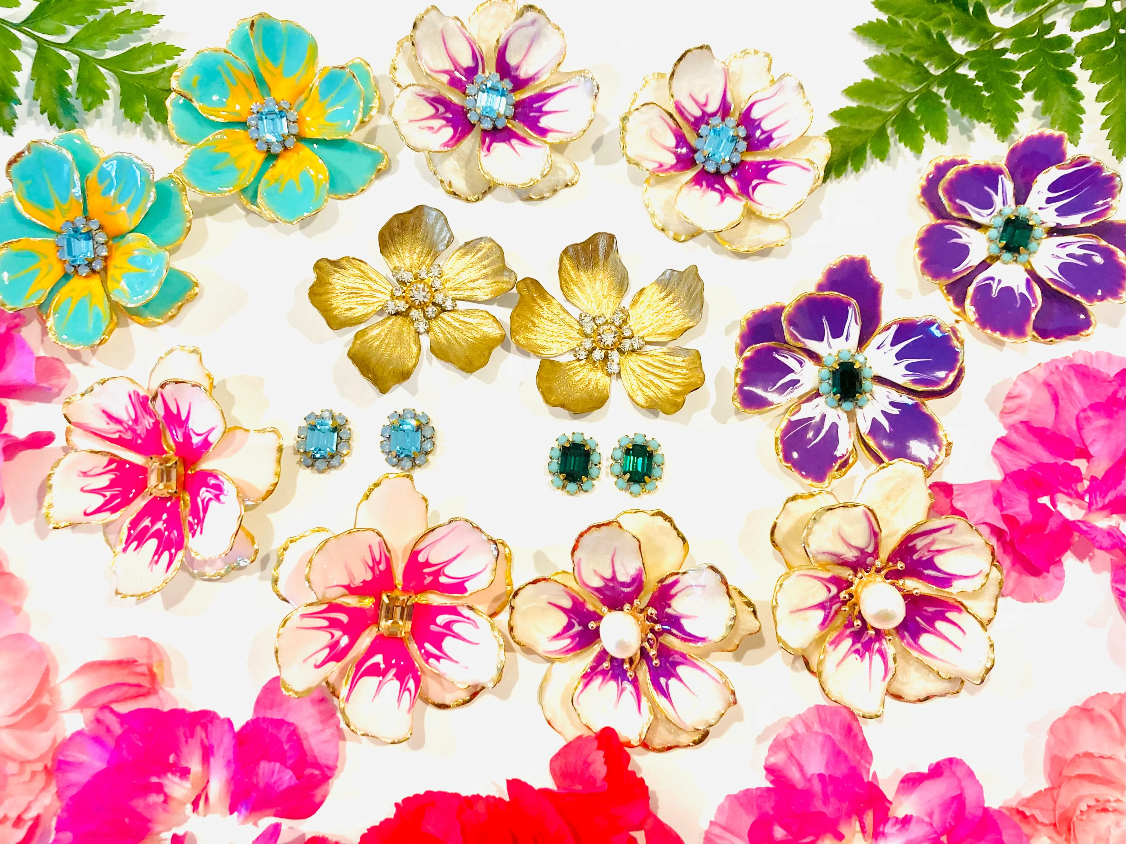 The Pink Reef Raspberry large hand painted jewel box florals