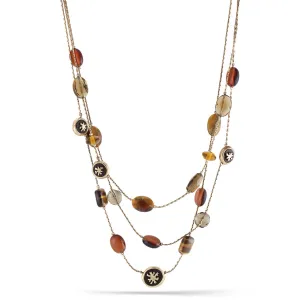 TIGER'S EYE NATURAL STONE LAYERED  NECKLACES #157BR1501 (2D4/10E5)