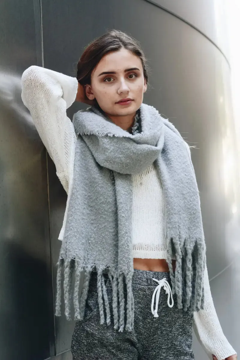 Tilly Tassle Scarf Gray