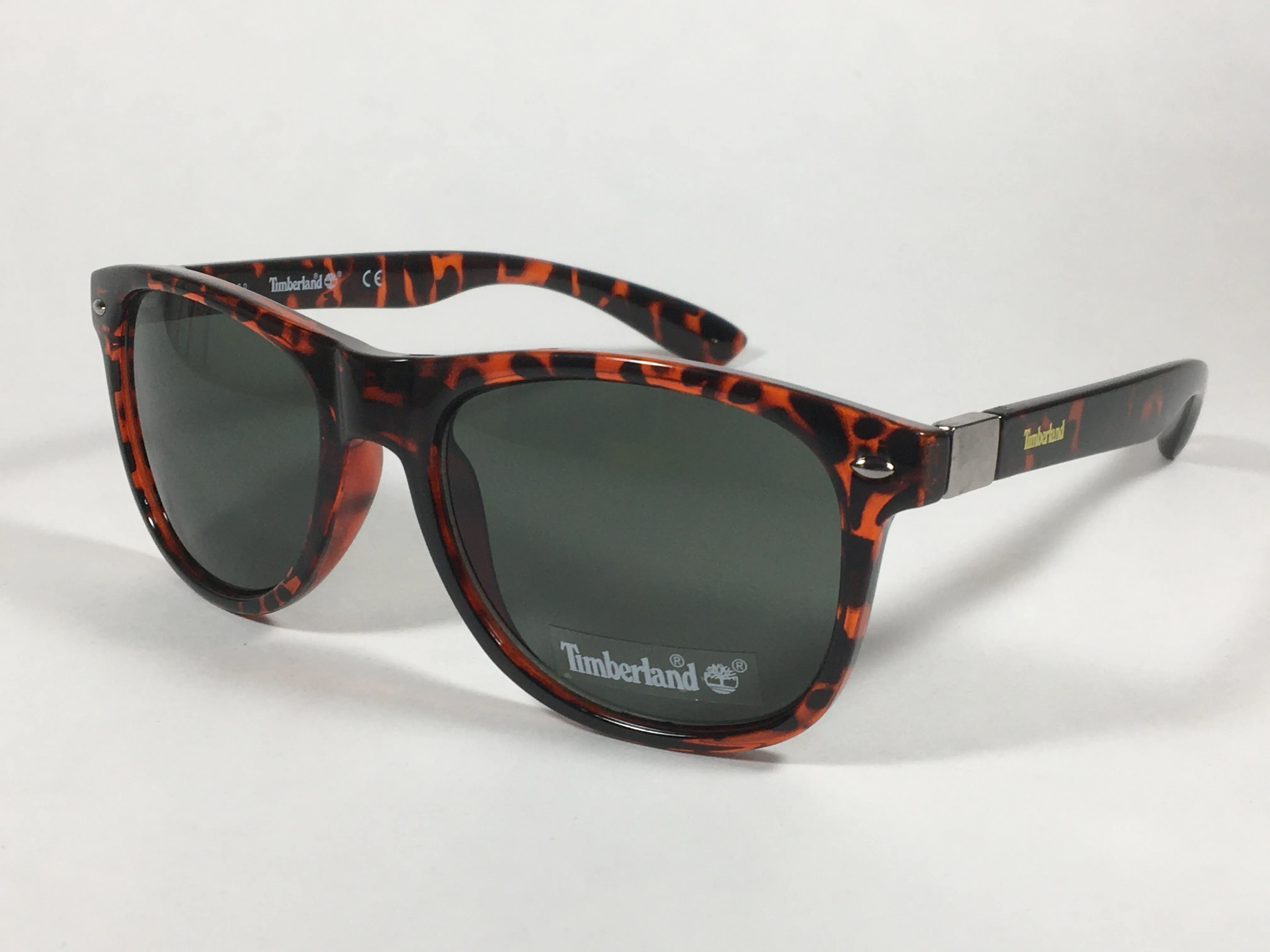 Timberland Square Sunglasses Dark Brown Tortoise Frame Green Lens TB7154 52N