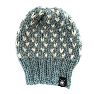 Tiny Hearts Slouchy Beanie in Aquarius