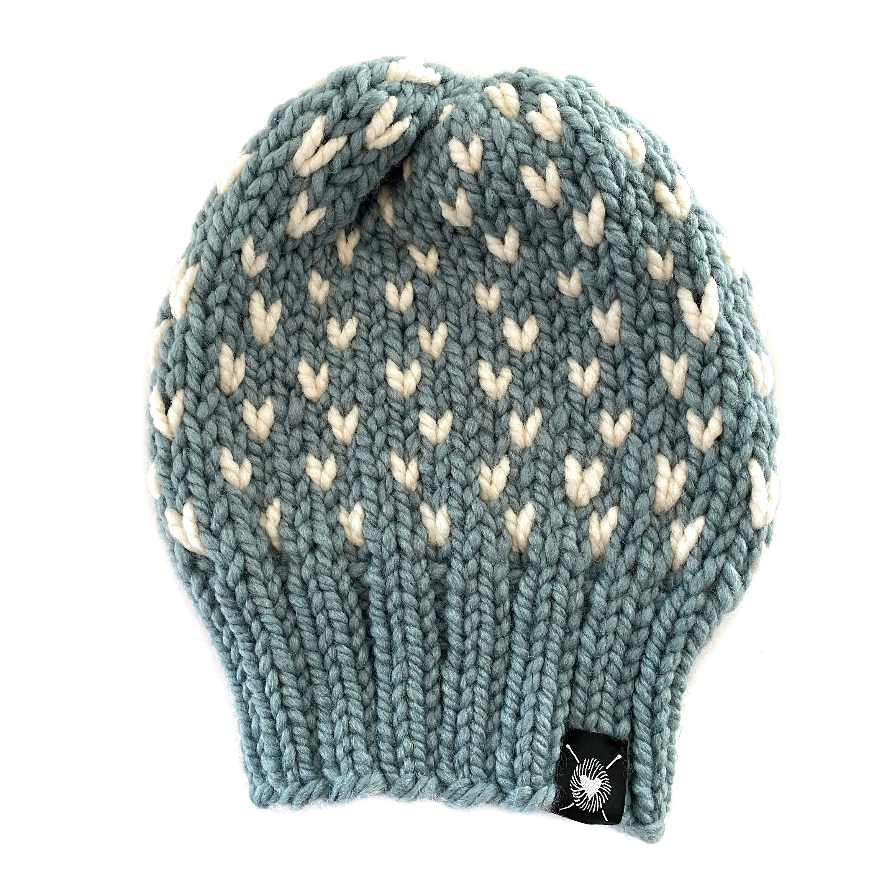 Tiny Hearts Slouchy Beanie in Aquarius