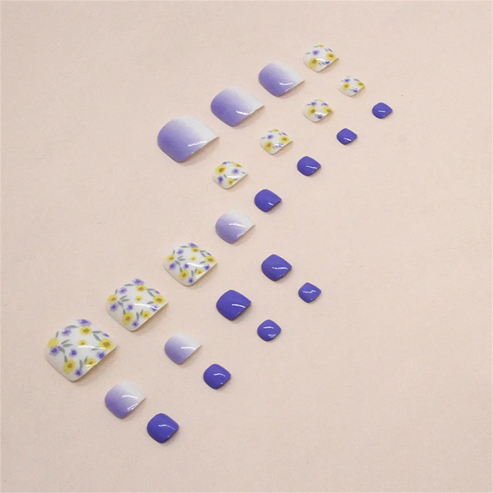 Toe Square Cool blue-purple yellow flowers