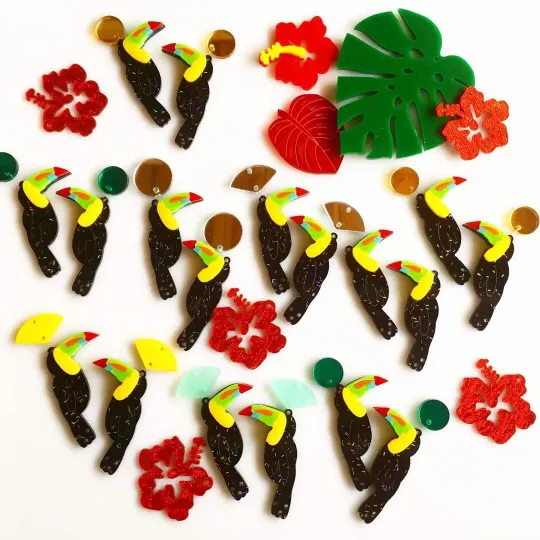 Toucans for earrings / 12 Pieces, 50mm