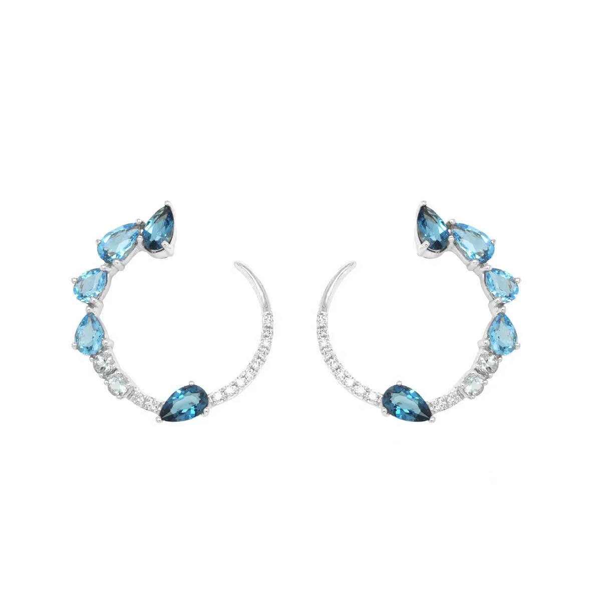 Transformation Multi Blue Topaz and Diamond Earrings