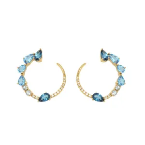Transformation Multi Blue Topaz and Diamond Earrings