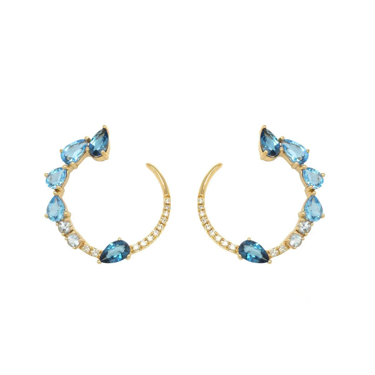 Transformation Multi Blue Topaz and Diamond Earrings