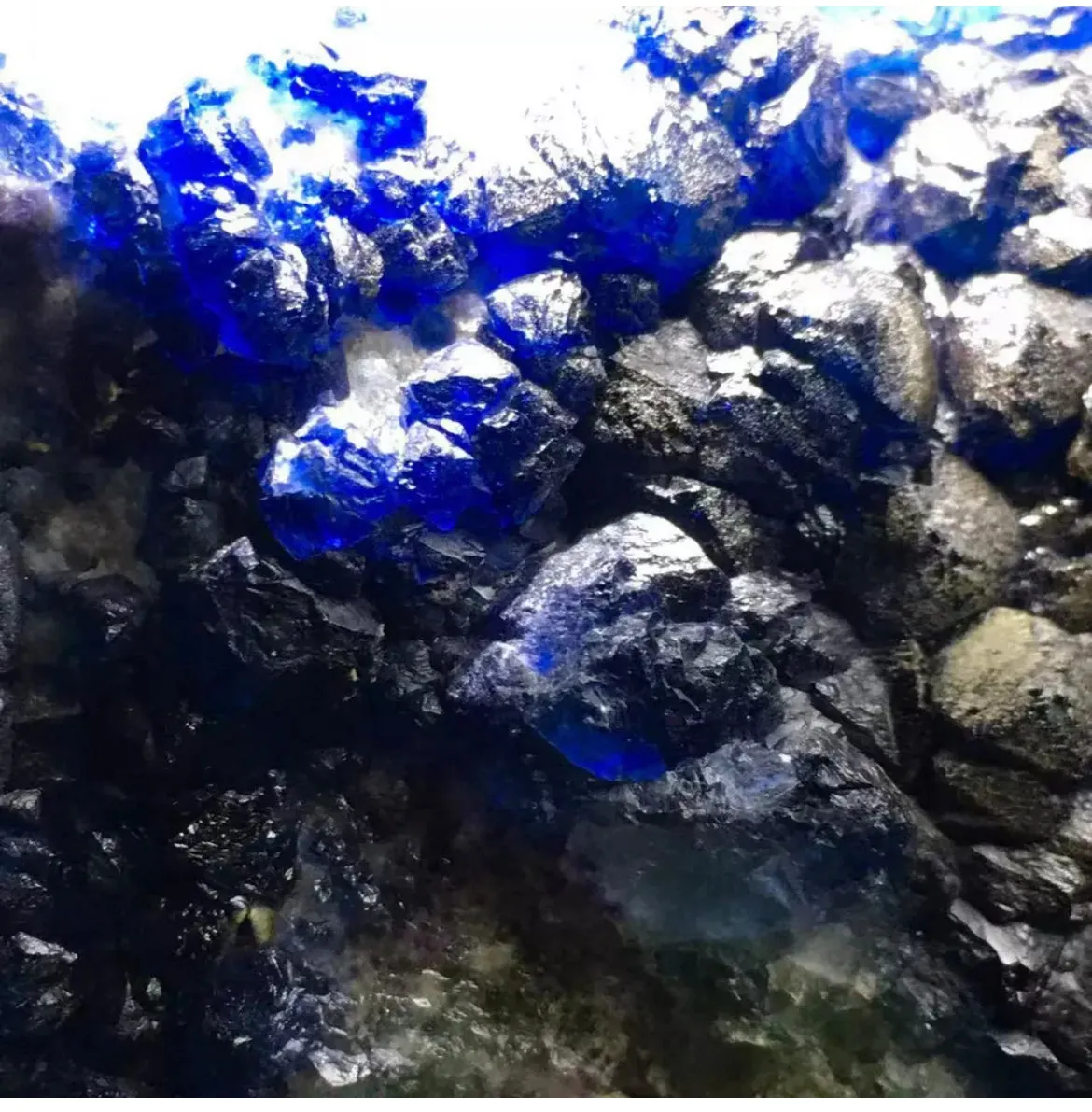 Translucent Deep Blue Spherical Fluorite Crystal Cluster Mineral Specimen