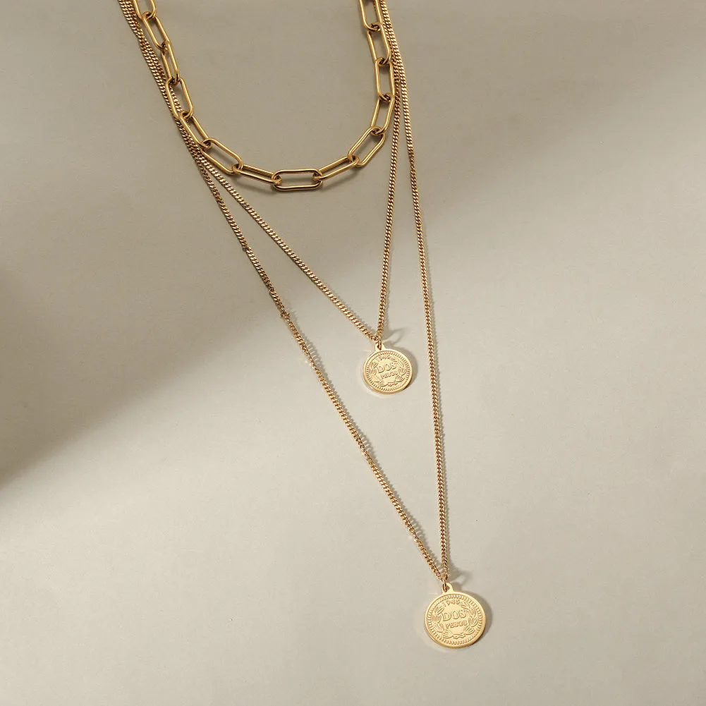 Triple Layered Coin Necklace