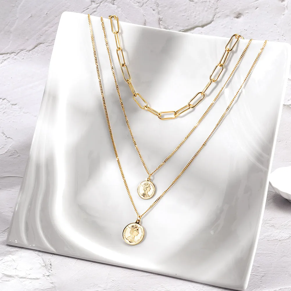 Triple Layered Coin Necklace