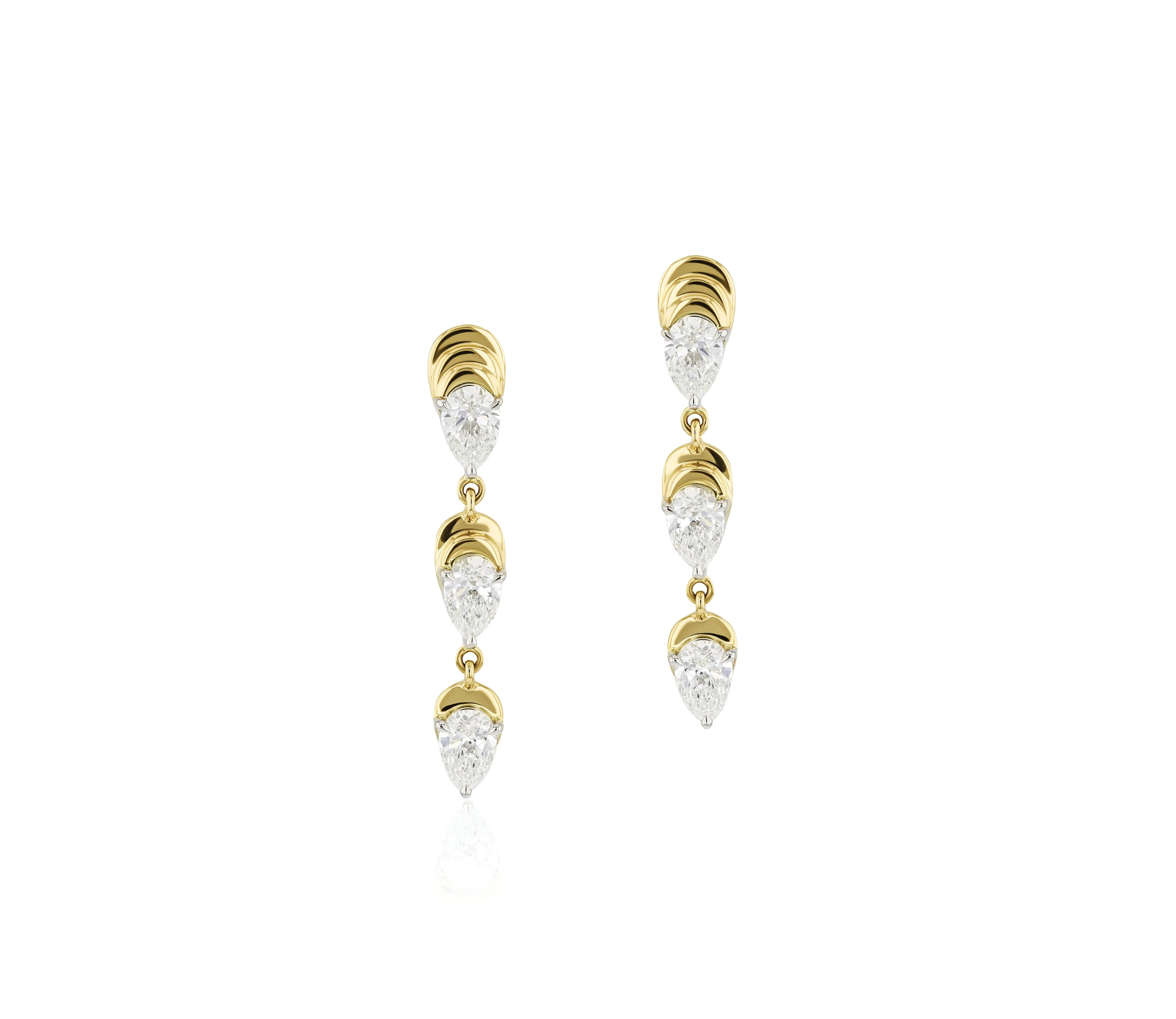Triple Layered Pear Studs