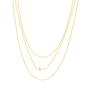 Triple Strand Cross Element Necklace