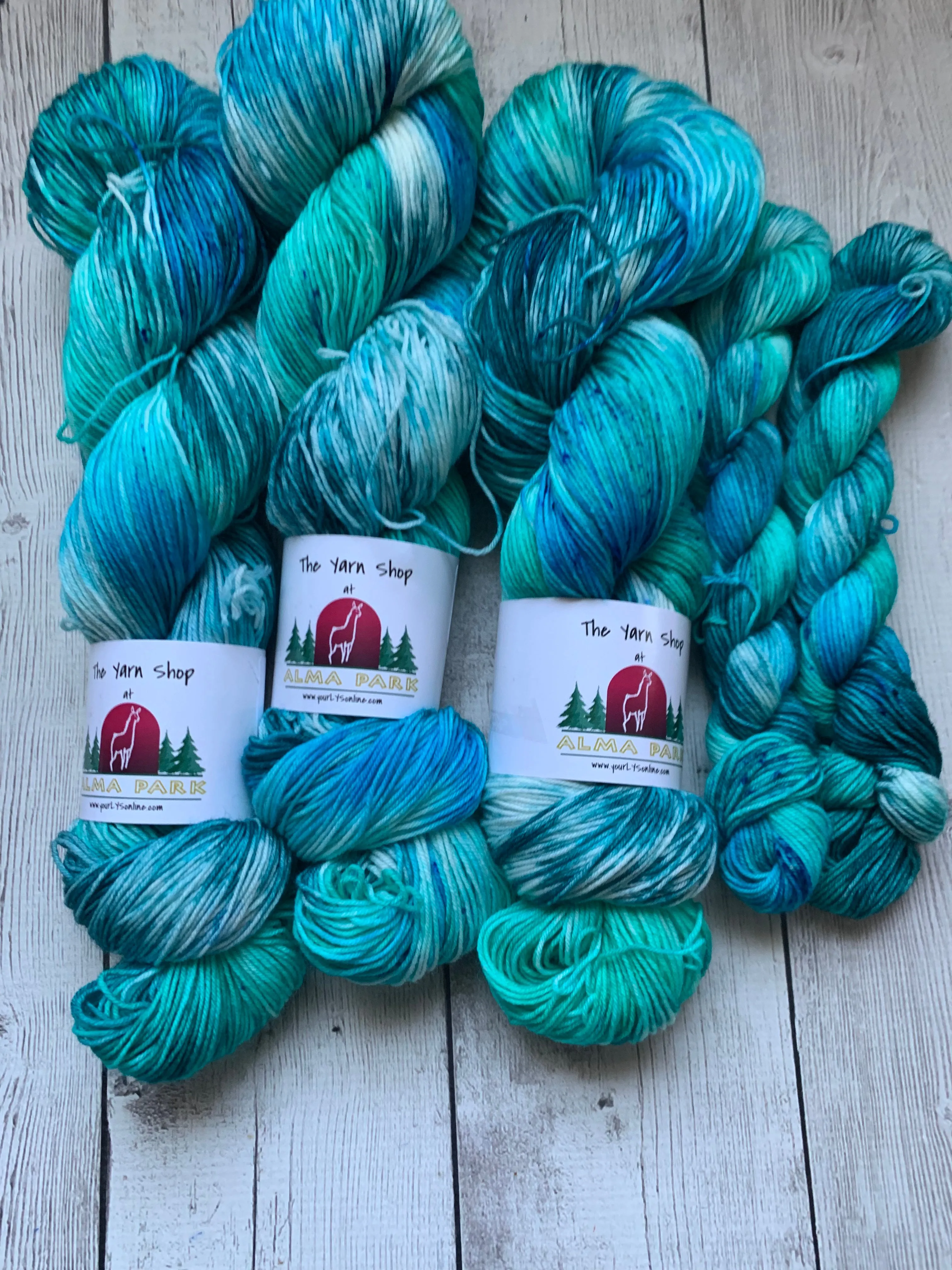 TURQUOISE AGATE -  Handpainted/speckled  Multiple Yarn Weights  -  RTS