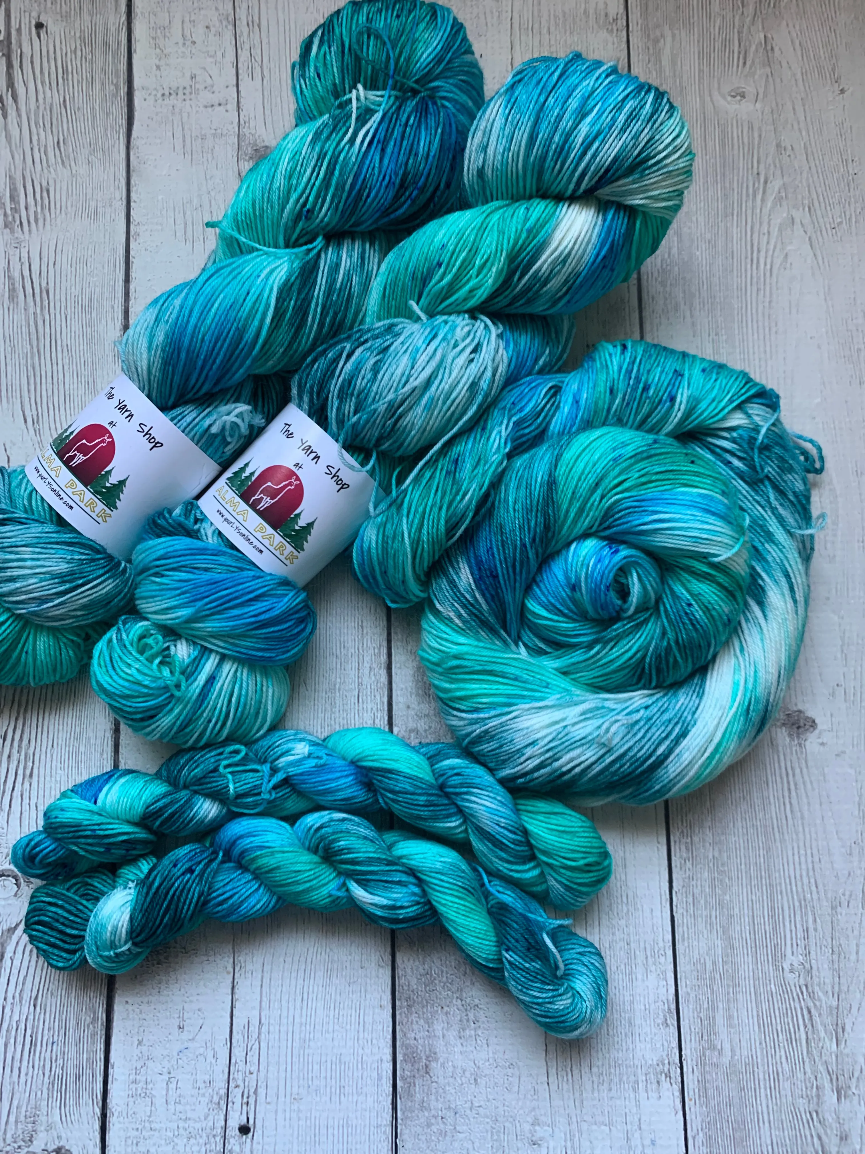 TURQUOISE AGATE -  Handpainted/speckled  Multiple Yarn Weights  -  RTS