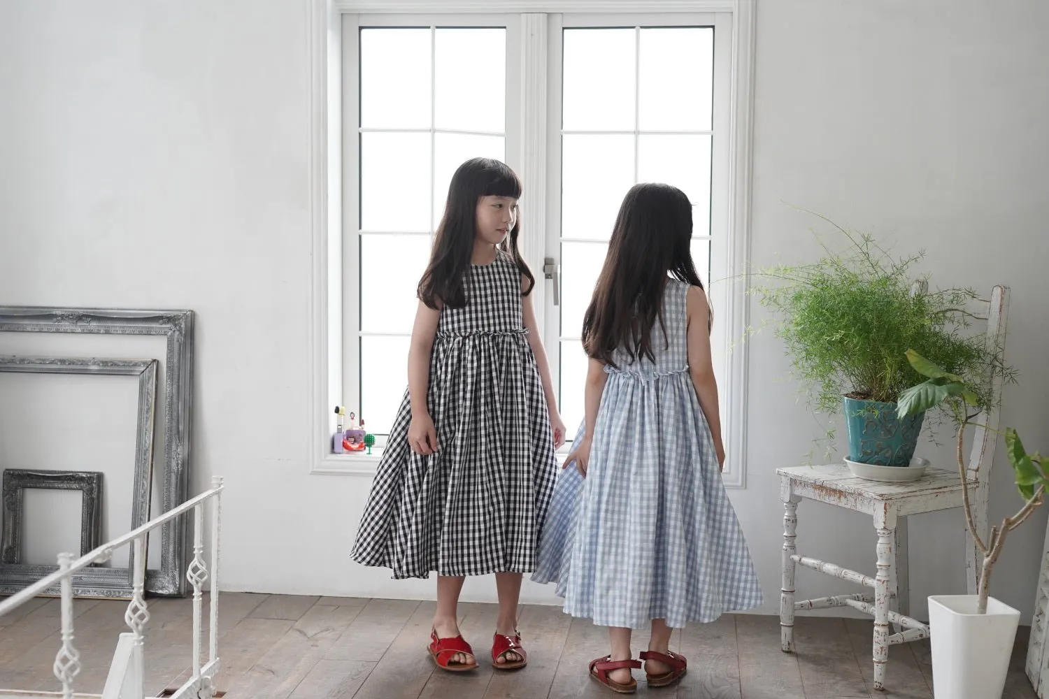 Turquoise Plaid Dress by Mes Kids Des Fleurs