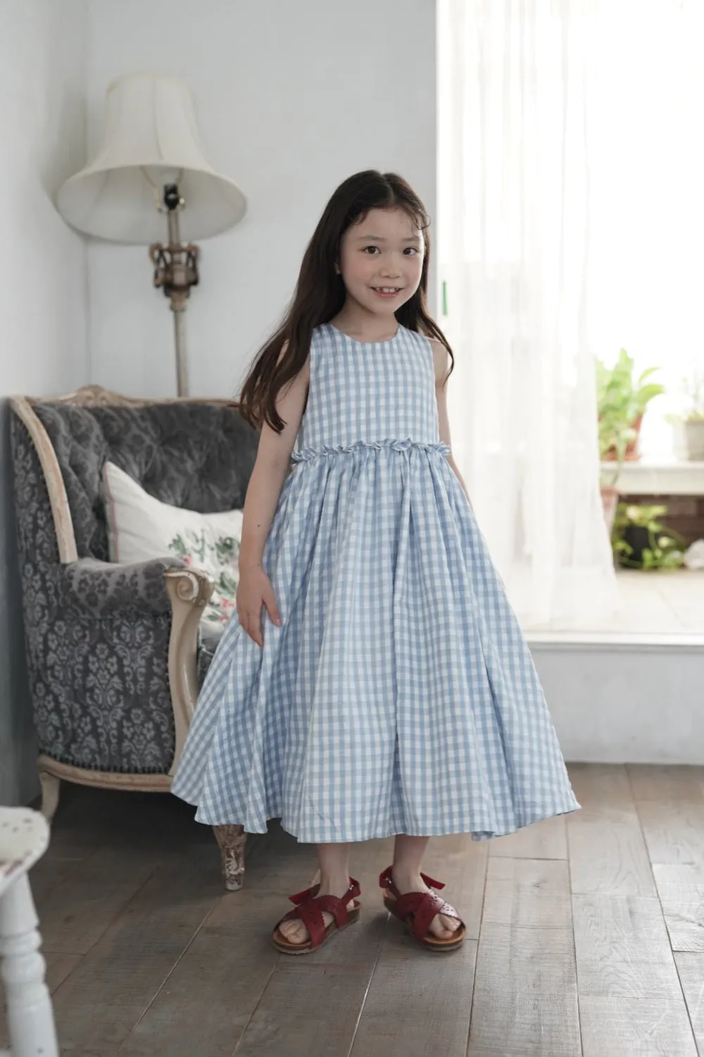 Turquoise Plaid Dress by Mes Kids Des Fleurs