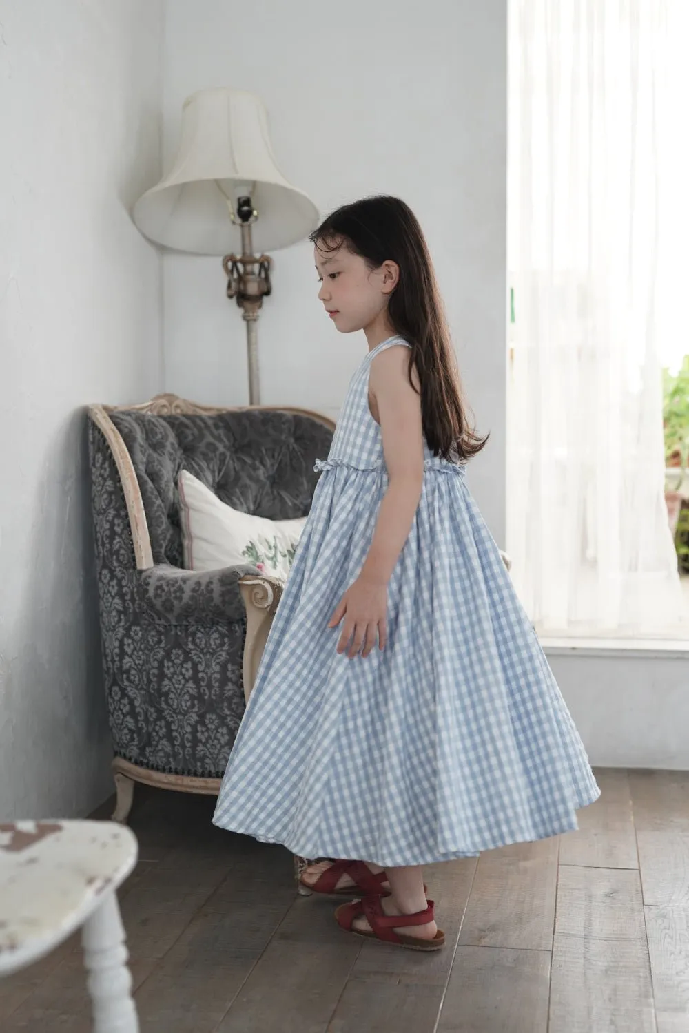 Turquoise Plaid Dress by Mes Kids Des Fleurs