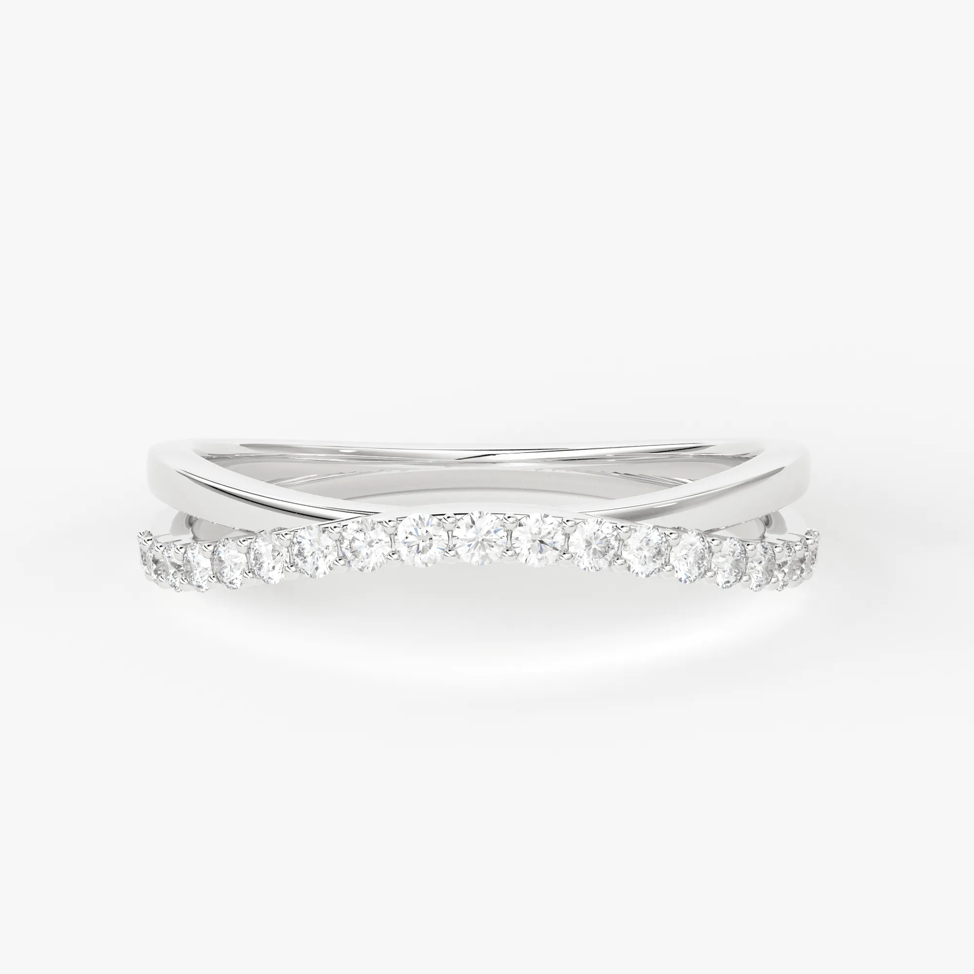 Twist Contour 14k Gold Diamond Wedding Band/ Twisted Band Ring with Diamonds/ Micro Prong Ring with Twisted Gold Band / Minimalist Stacking Ring