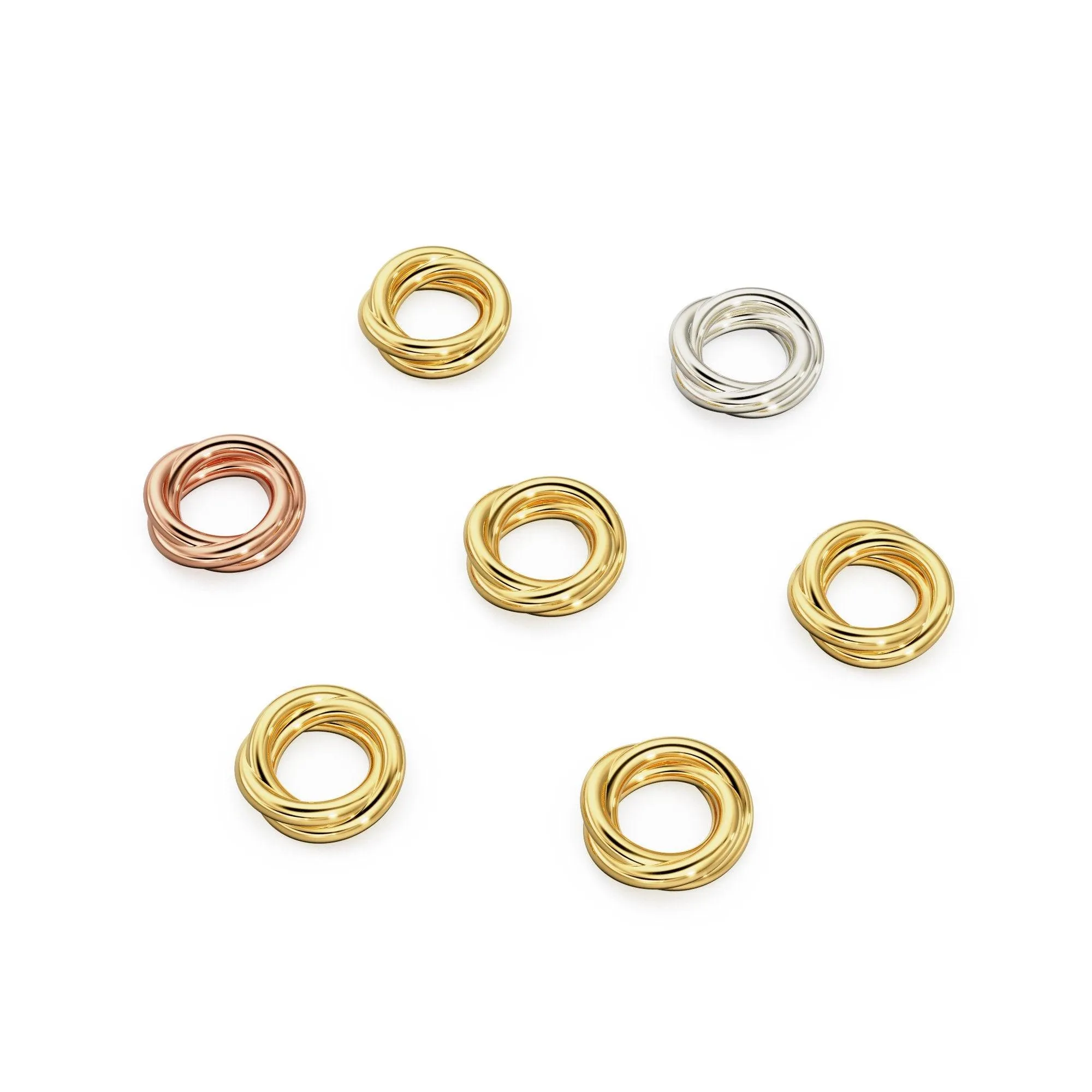 Twisted Circle 14k 18k Solid Gold Jumpring / 10mm Gold Findings / Handmade Interlinked Spacer Beads / Solid Gold Findings