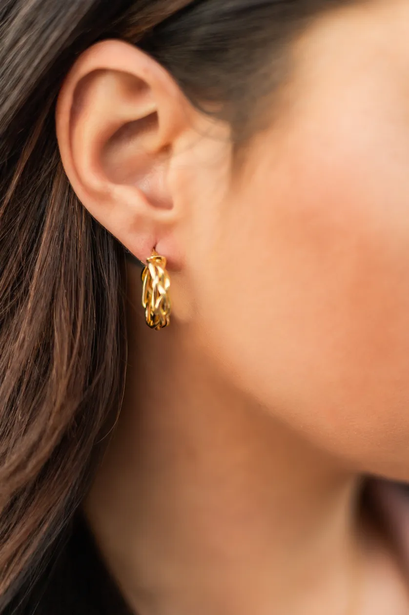 Twisted Fantasies Gold Hoop Earrings