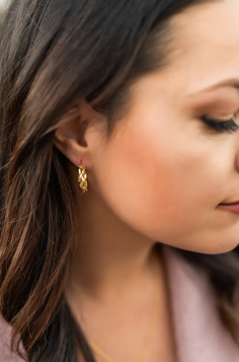 Twisted Fantasies Gold Hoop Earrings