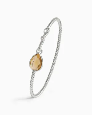 Twisted Hook Bracelet with Dewdrop Stone - Citrine/Diamond