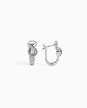 Twisted Hoops with Stone & Petroglyph - Swiss Blue Topaz