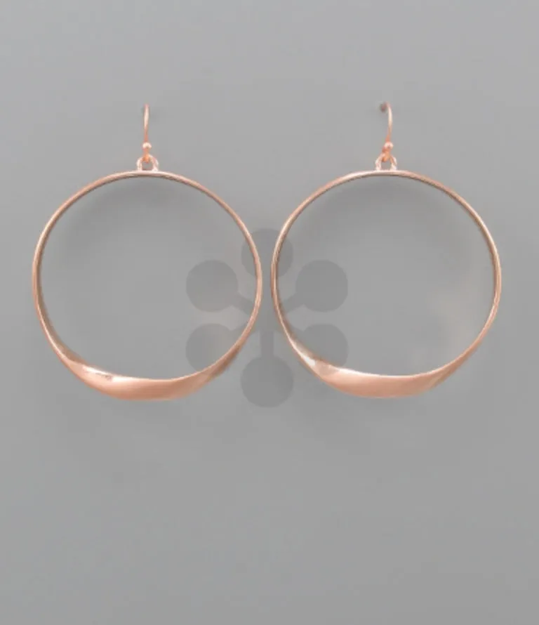 Twisted Metal Circle Earrings (Rose Gold)