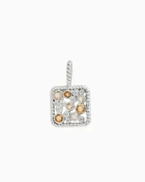 Twisted Ocean Bubbles Pendant with Stones - Dark Citrine/Light Citrine/Zircon