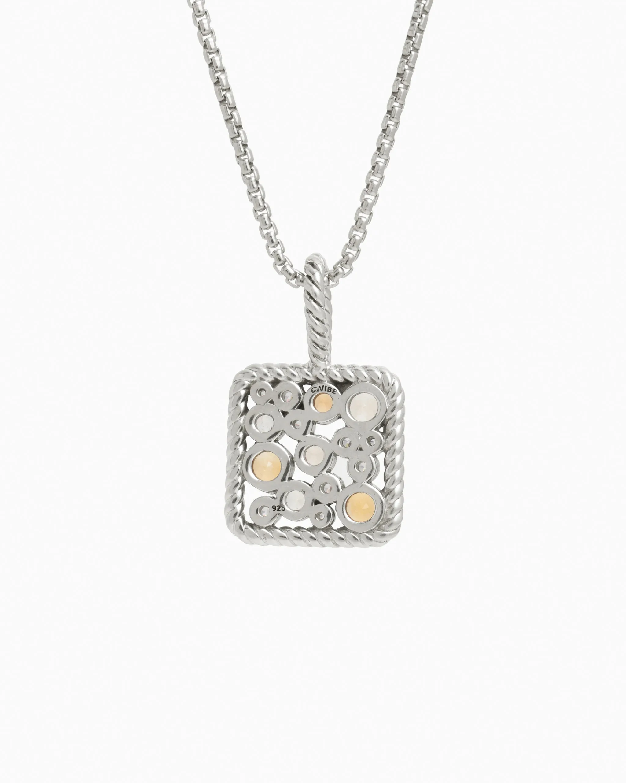 Twisted Ocean Bubbles Pendant with Stones - Dark Citrine/Light Citrine/Zircon