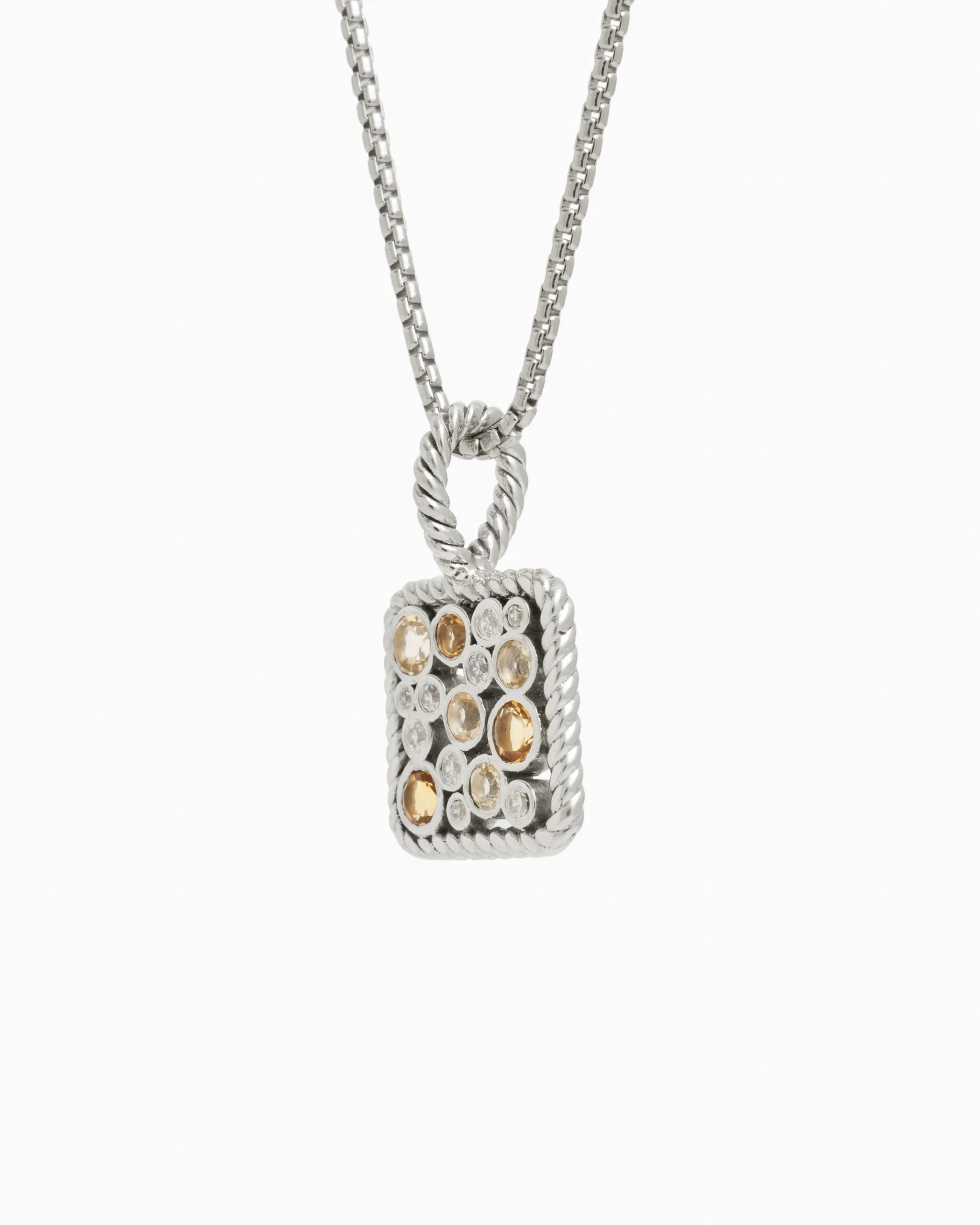 Twisted Ocean Bubbles Pendant with Stones - Dark Citrine/Light Citrine/Zircon