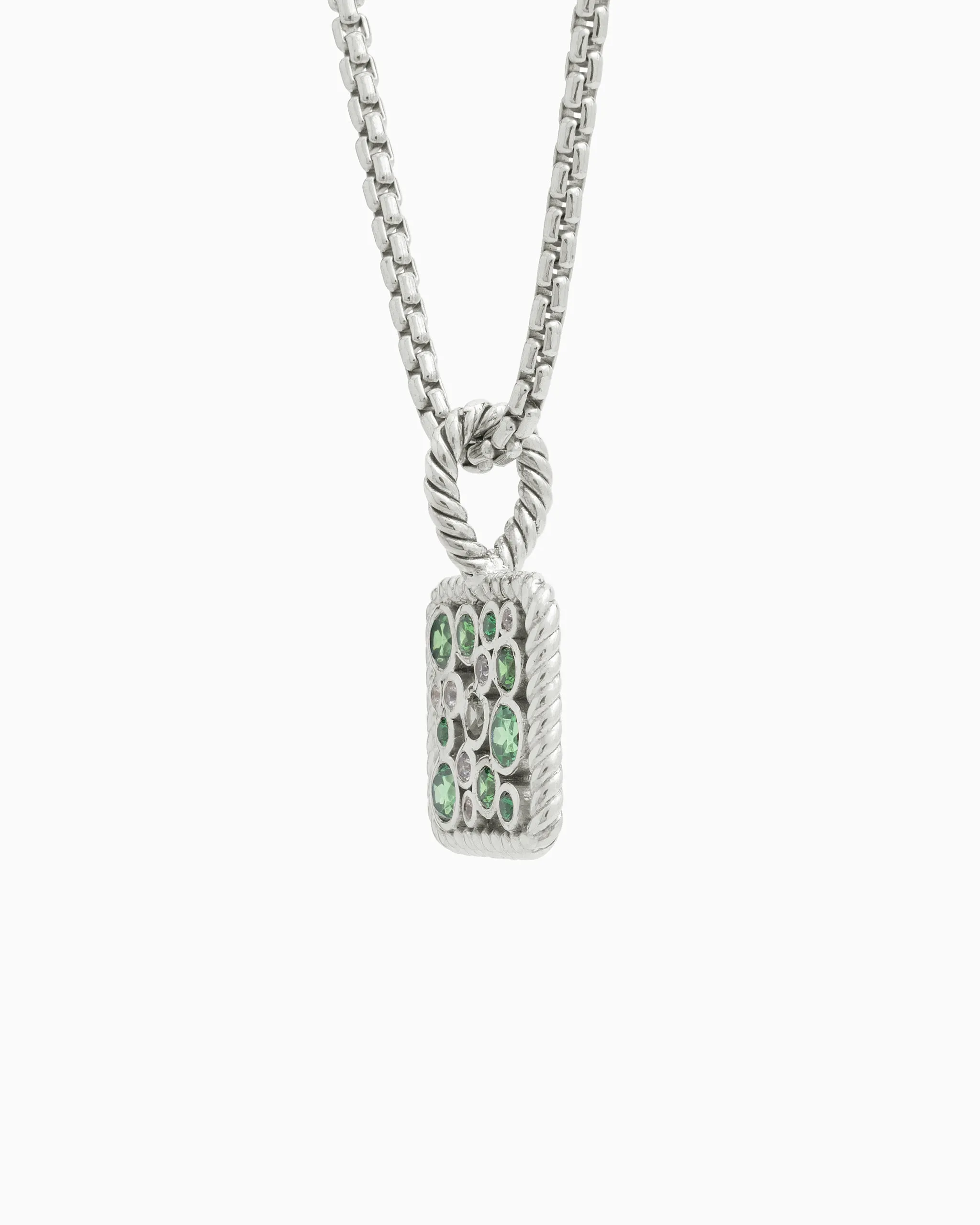 Twisted Ocean Bubbles Pendant with Stones - Green Zircon/White Zircon