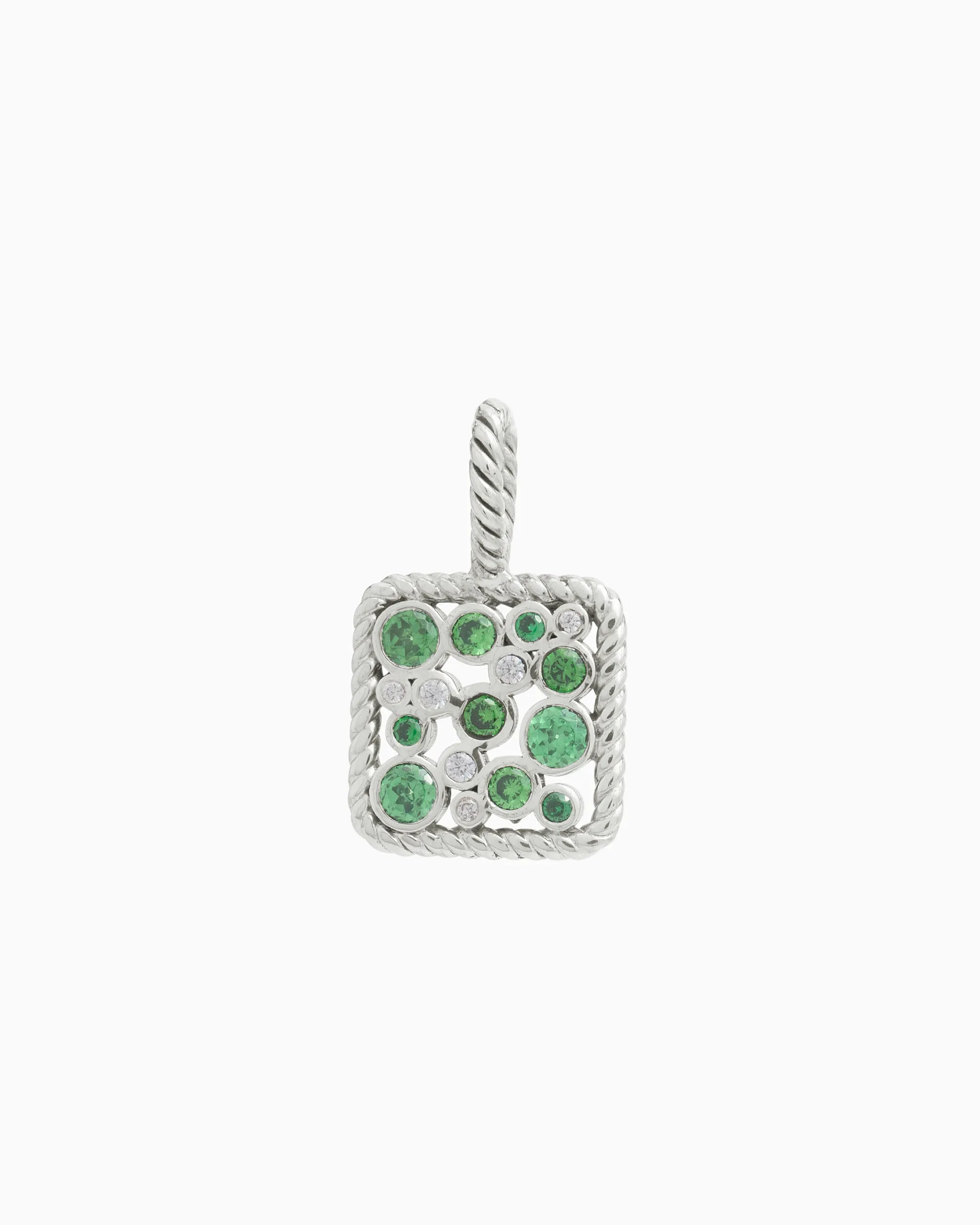 Twisted Ocean Bubbles Pendant with Stones - Green Zircon/White Zircon