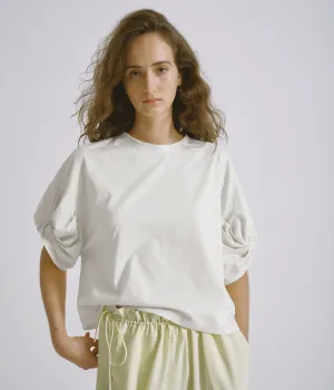 Twisted Sleeve Tee in White