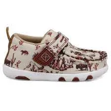 Twisted X Infant Driving Moc Maroon and Ivory ICA0028