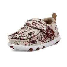Twisted X Infant Driving Moc Maroon and Ivory ICA0028