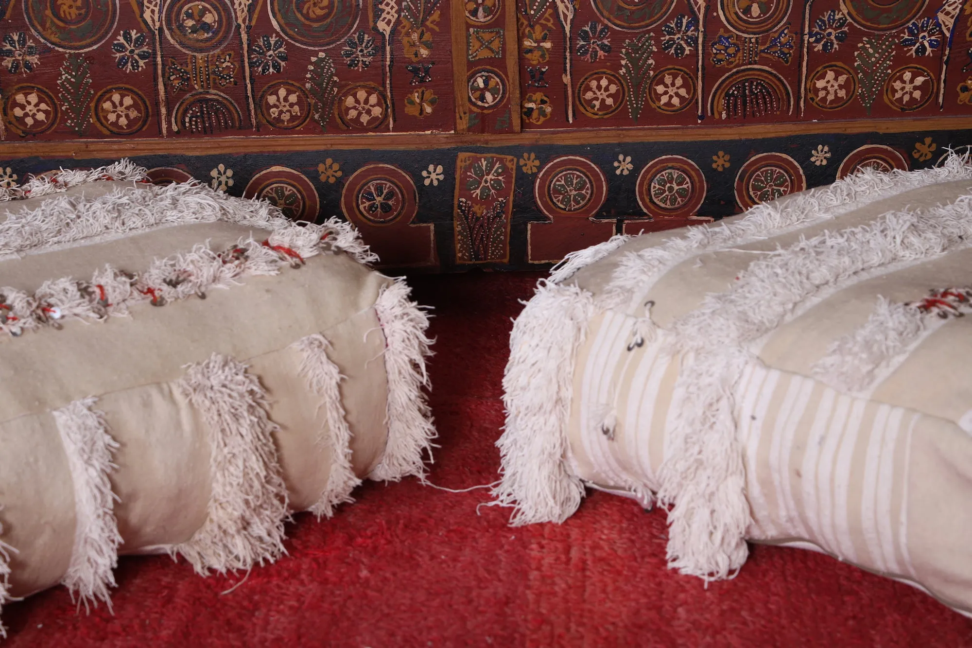 Two HandKnotted Living berber Room Poufs