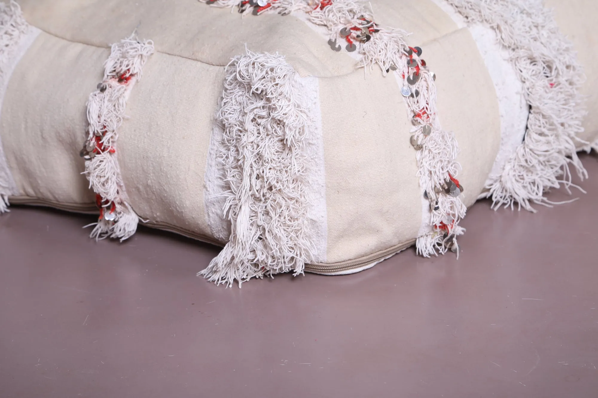 Two HandKnotted Living berber Room Poufs