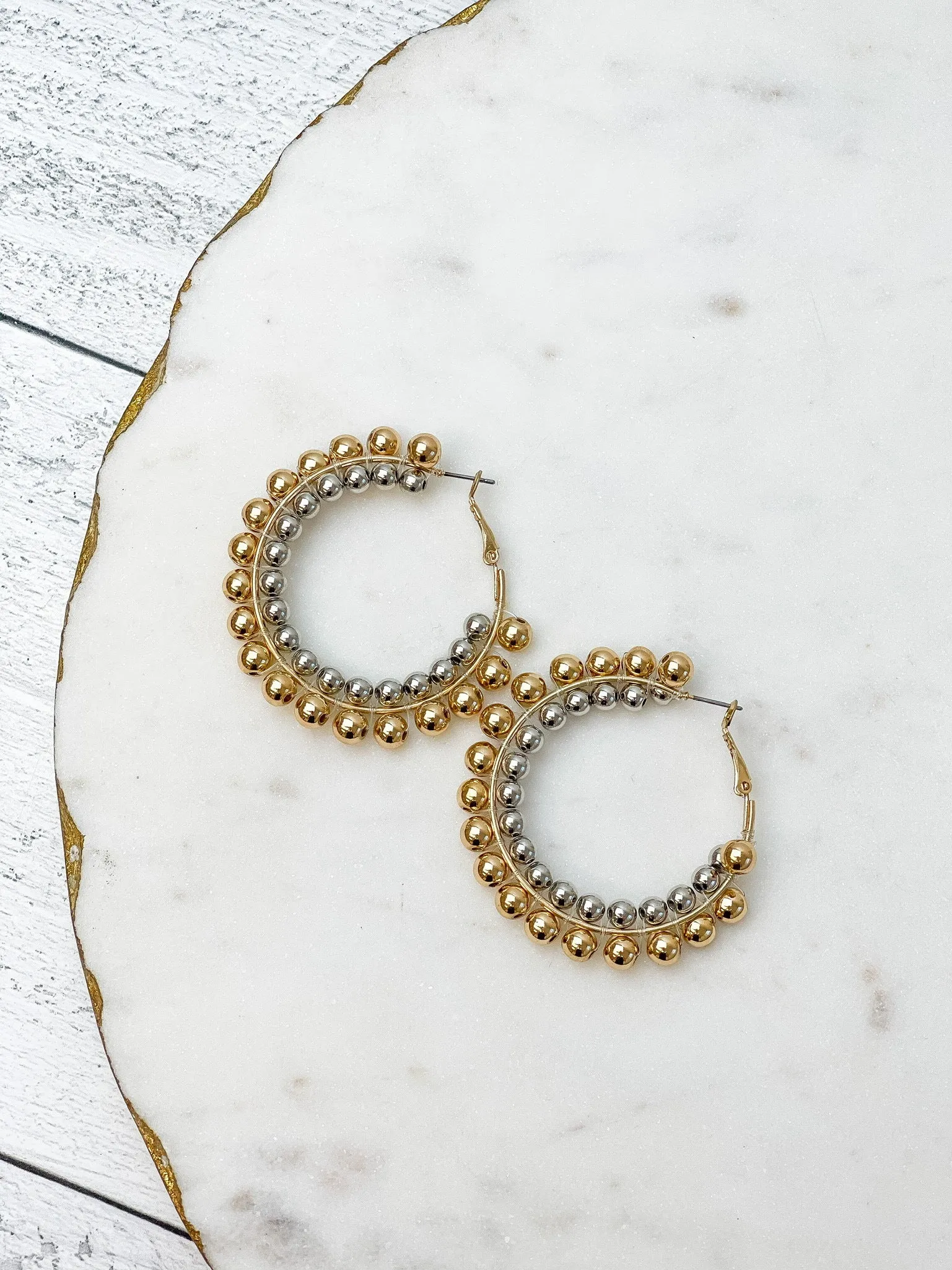 Two Tone Hoop Layered Hoop Earrings