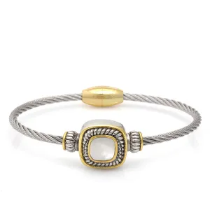 TWO TONE MOTHER OF PEARL TWISTED ROPE BRACELET #73014BRMOP (FE4)
