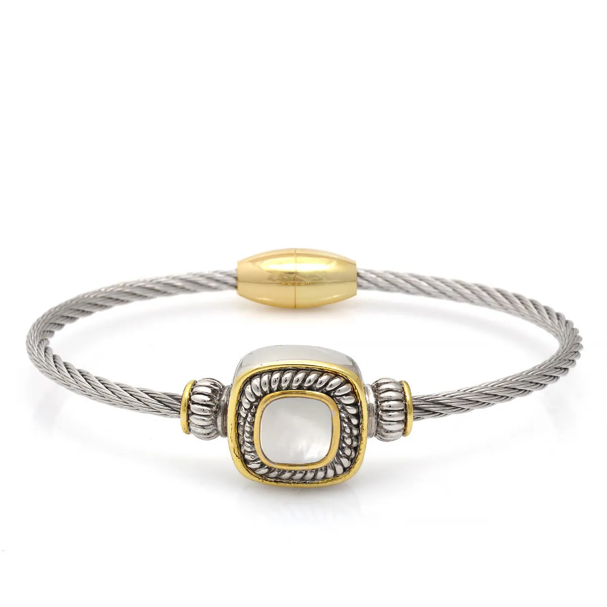 TWO TONE MOTHER OF PEARL TWISTED ROPE BRACELET #73014BRMOP (FE4)